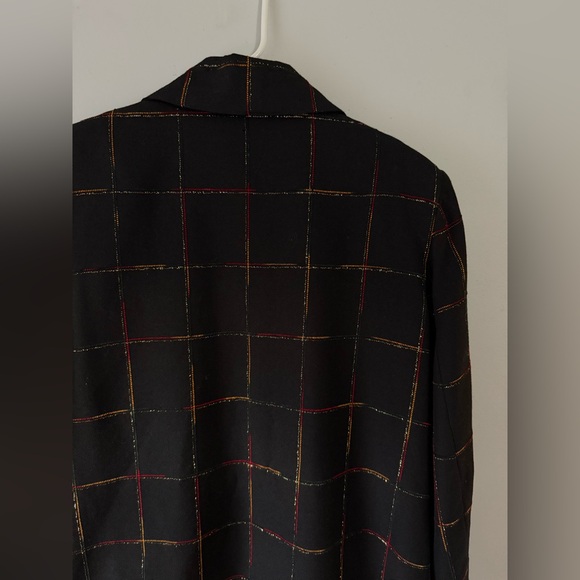 VTG Southern Lady Black Multi Color Plaid Blazer Coat Holiday Red Green Size S M - Picture 8 of 11